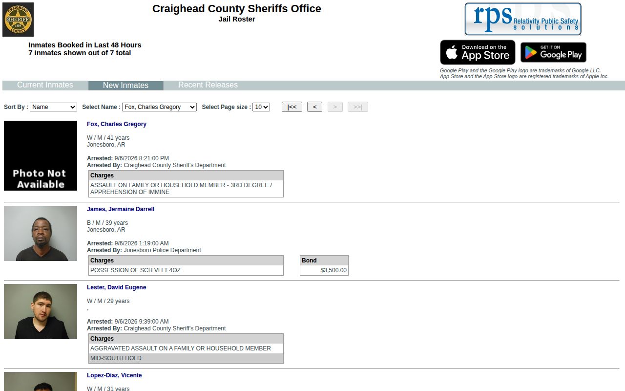 Craighead County recent arrests 48-hour booking view