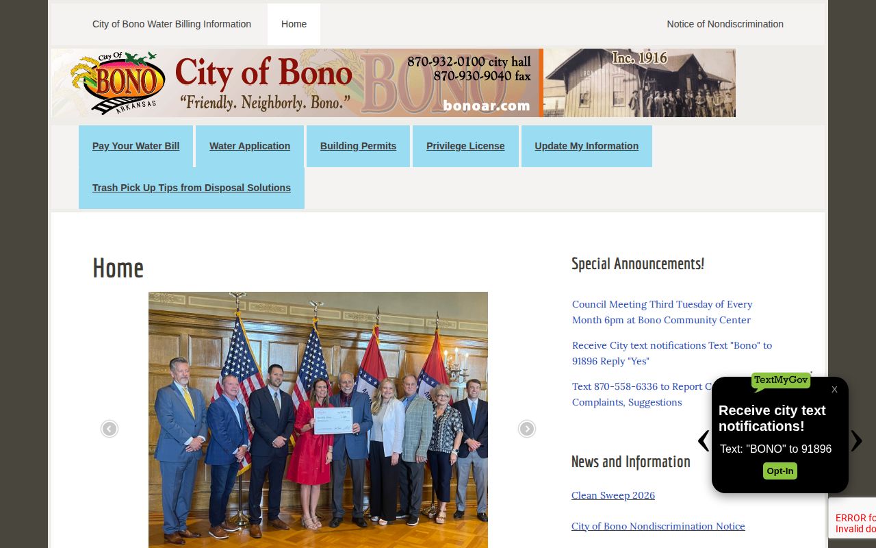 Official City of Bono website with municipal and police information
