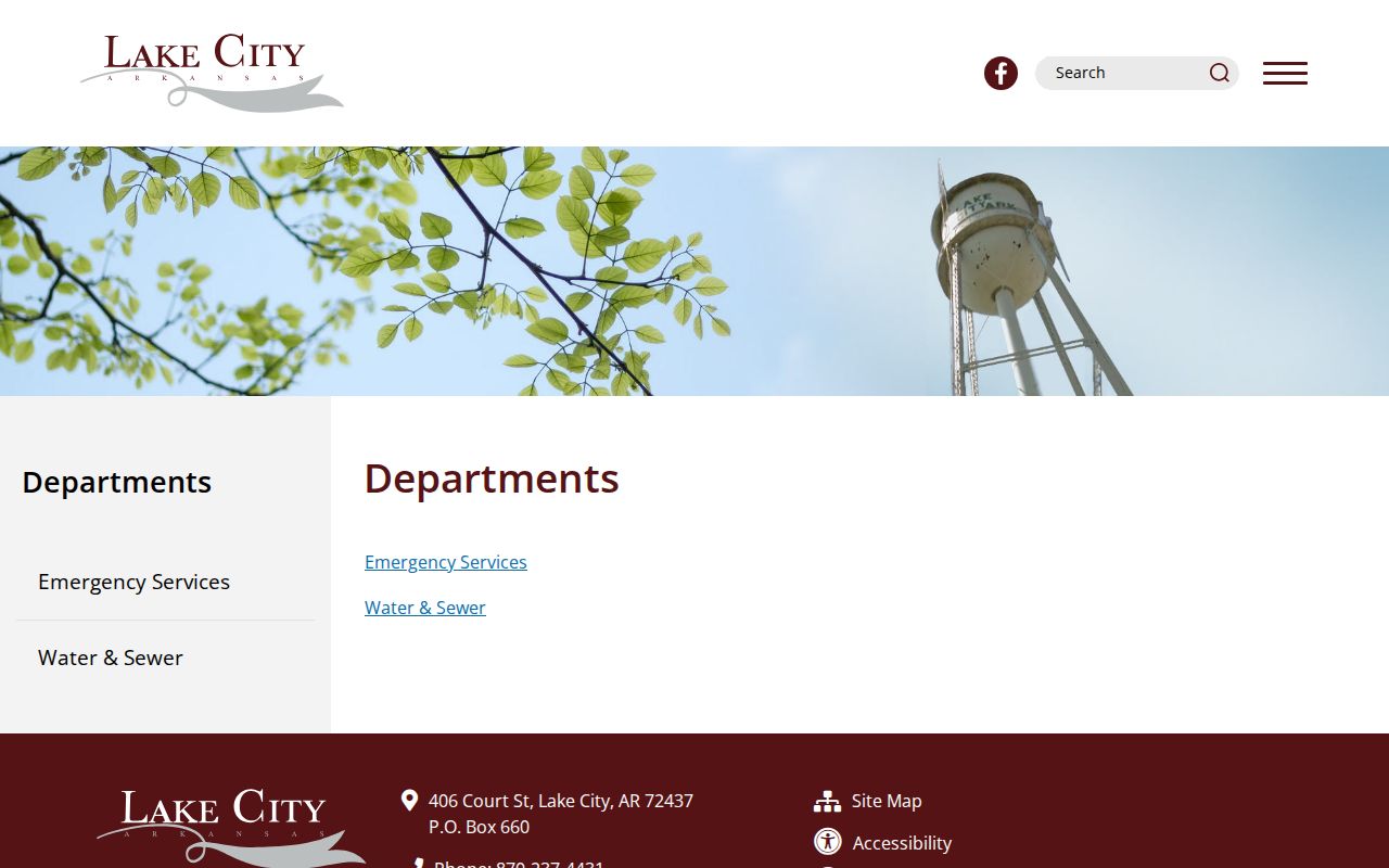 Official Lake City Arkansas departments page with police contact information